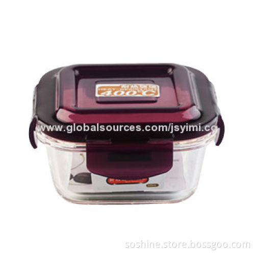 320ml Korea elements purple square heat-resistant, Eco-friendly borosilicate glass food containerNew